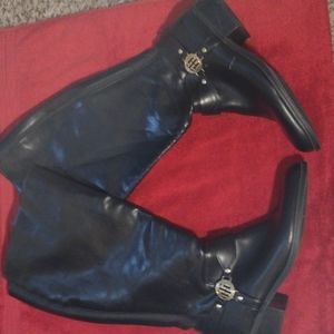 Tommy Hilfiger black wide calf riding boots